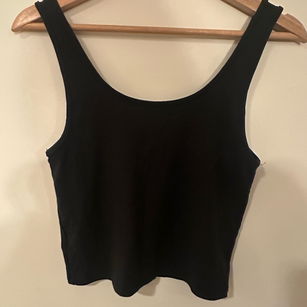American Eagle Outfitters Black Tank Top button‎ front NWOT ribbed - Picture 5 of 5
